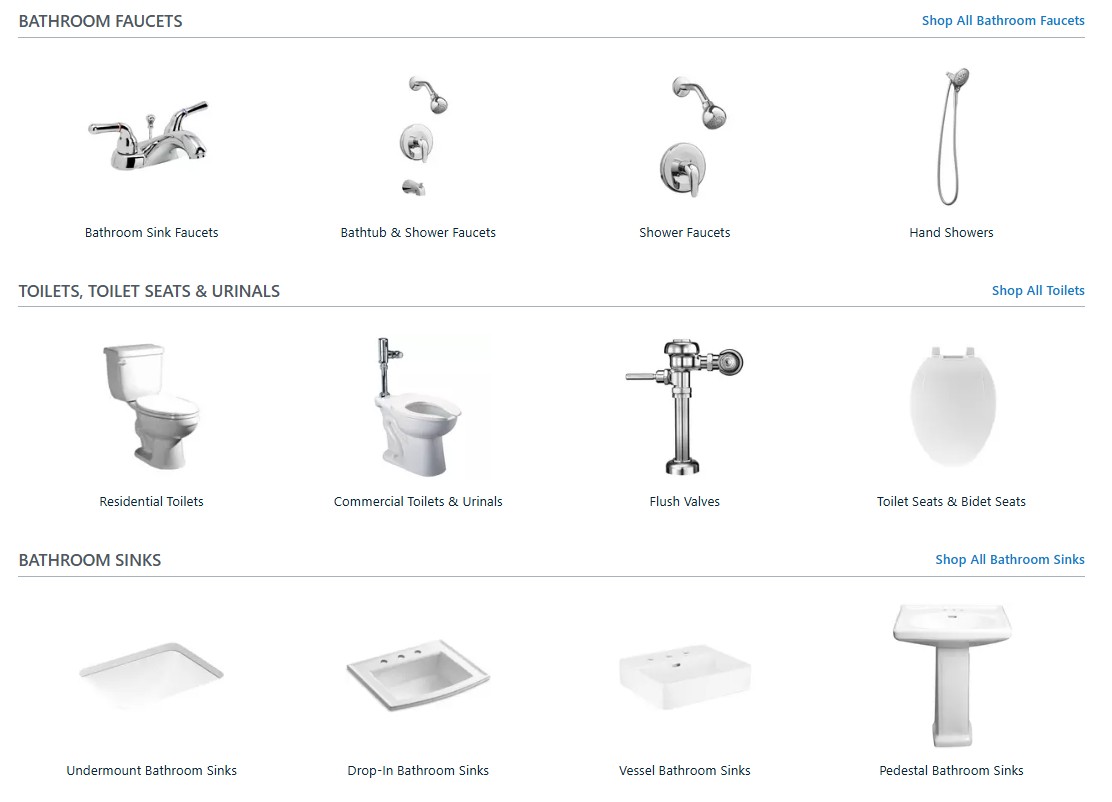 Faucets, Fixtures, and Bathroom Products